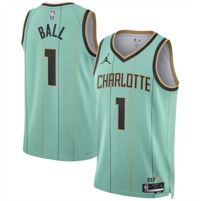 Mens Charlotte Hornets #1 LaMelo Ball Mint 2024-25 City Edition Stitched Jersey Dzhi